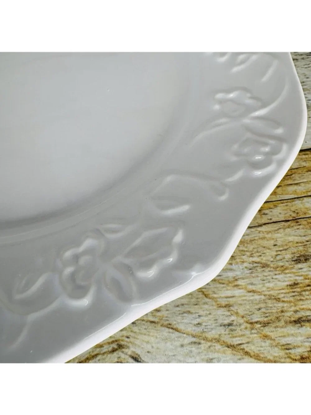 Better Homes And Gardens SUMMERDALE ROSE WHITE Stoneware Dinner Plates Set of 4